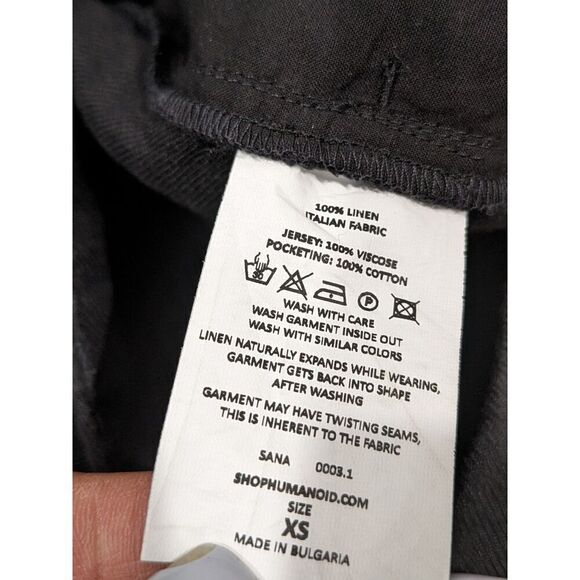 Humanoid Black Washable Italian Linen High Waist Pleat Front Trouser Pants, XS - Picture 8 of 9